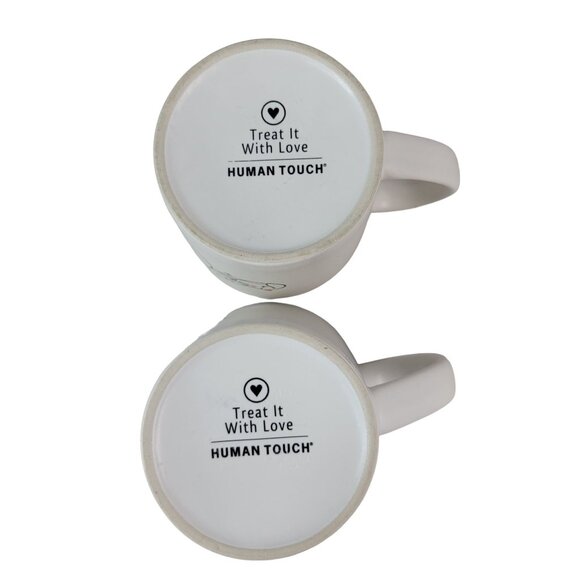 Human Touch 2 Mug Set Treat It With Love Soulmates Long Distance Romance Globe - Picture 10 of 12